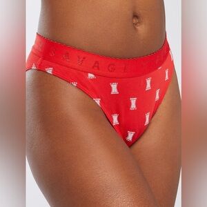 Savage X Fenty Cotton Red Panty Sexy Bikini High Cut Underwear Cheeky Brazilian